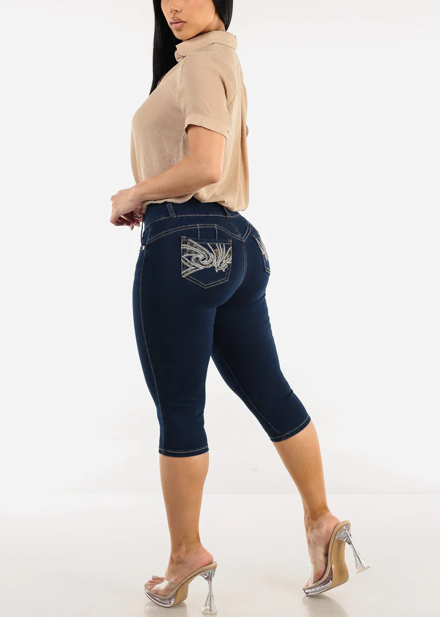 Butt Lift High Waist Dark Denim Capris sold by Moda product image thumbnail 5