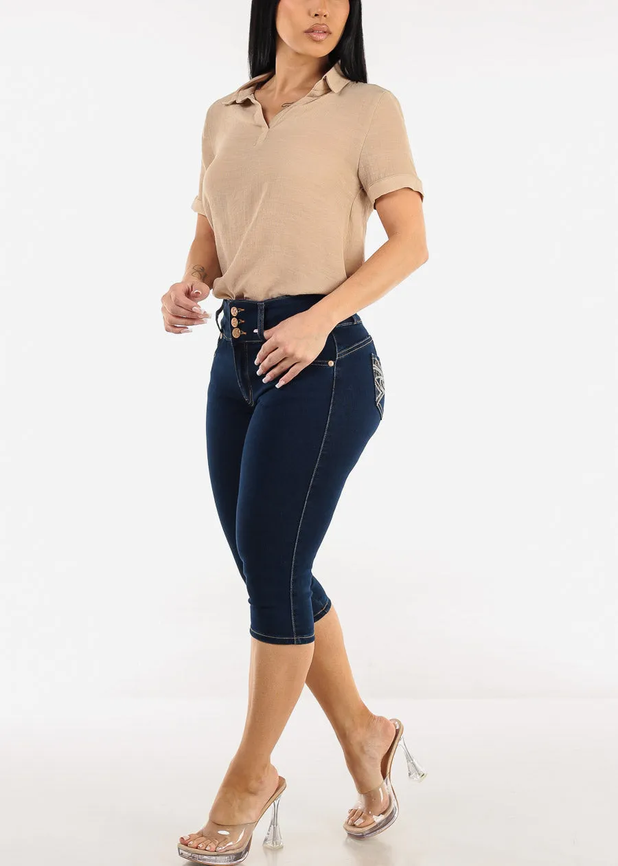 Butt Lift High Waist Dark Denim Capris sold by Moda product image thumbnail 2