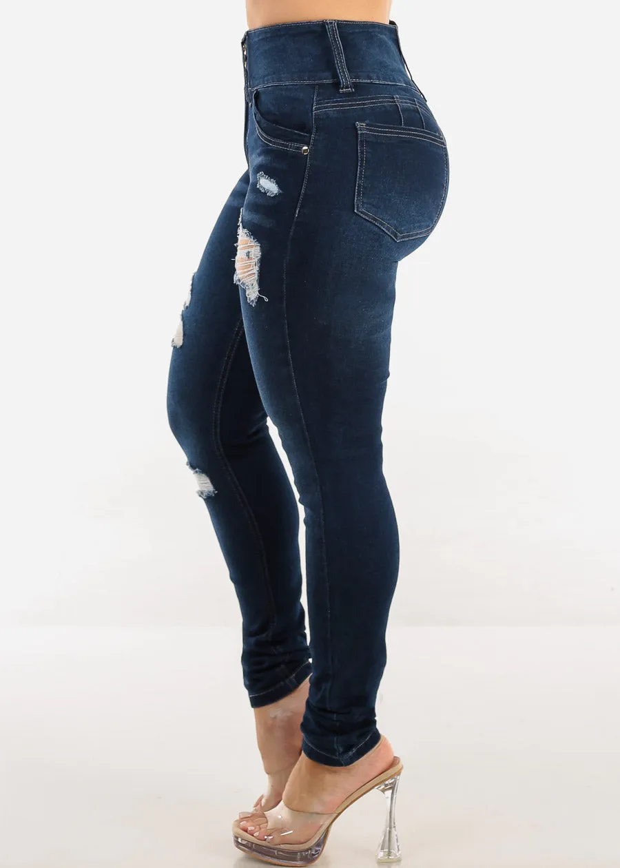 Butt Lift Super High Waist Ripped Dark Skinny Jeans sold by Moda product image thumbnail 4