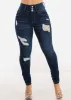 Butt Lift Super High Waist Ripped Dark Skinny Jeans sold by Moda