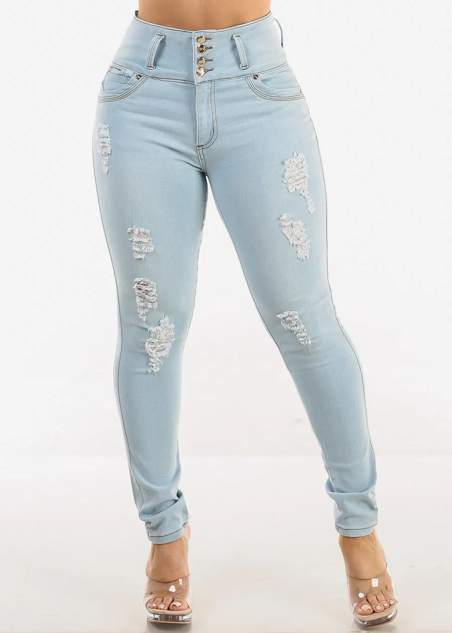 Butt Lift Super High Waist Distressed Light Skinny Jeans sold by Moda product image thumbnail 3