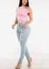 Butt Lift Super High Waist Distressed Light Skinny Jeans sold by Moda