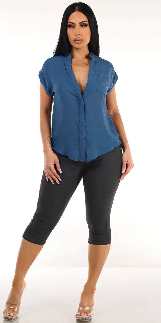 Blue Butt Lift Capris Look sold by Moda