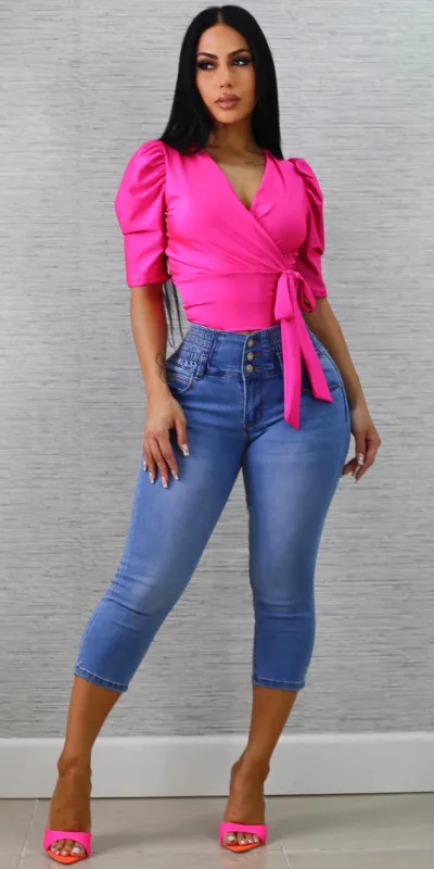 Fuchsia Butt Lift Capris Outfit sold by Moda