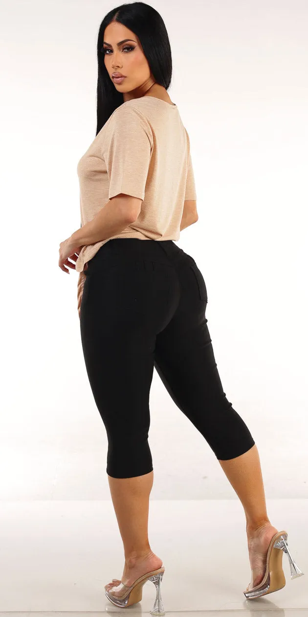 Beige Butt Lift Capris Combo sold by Moda product image thumbnail 2