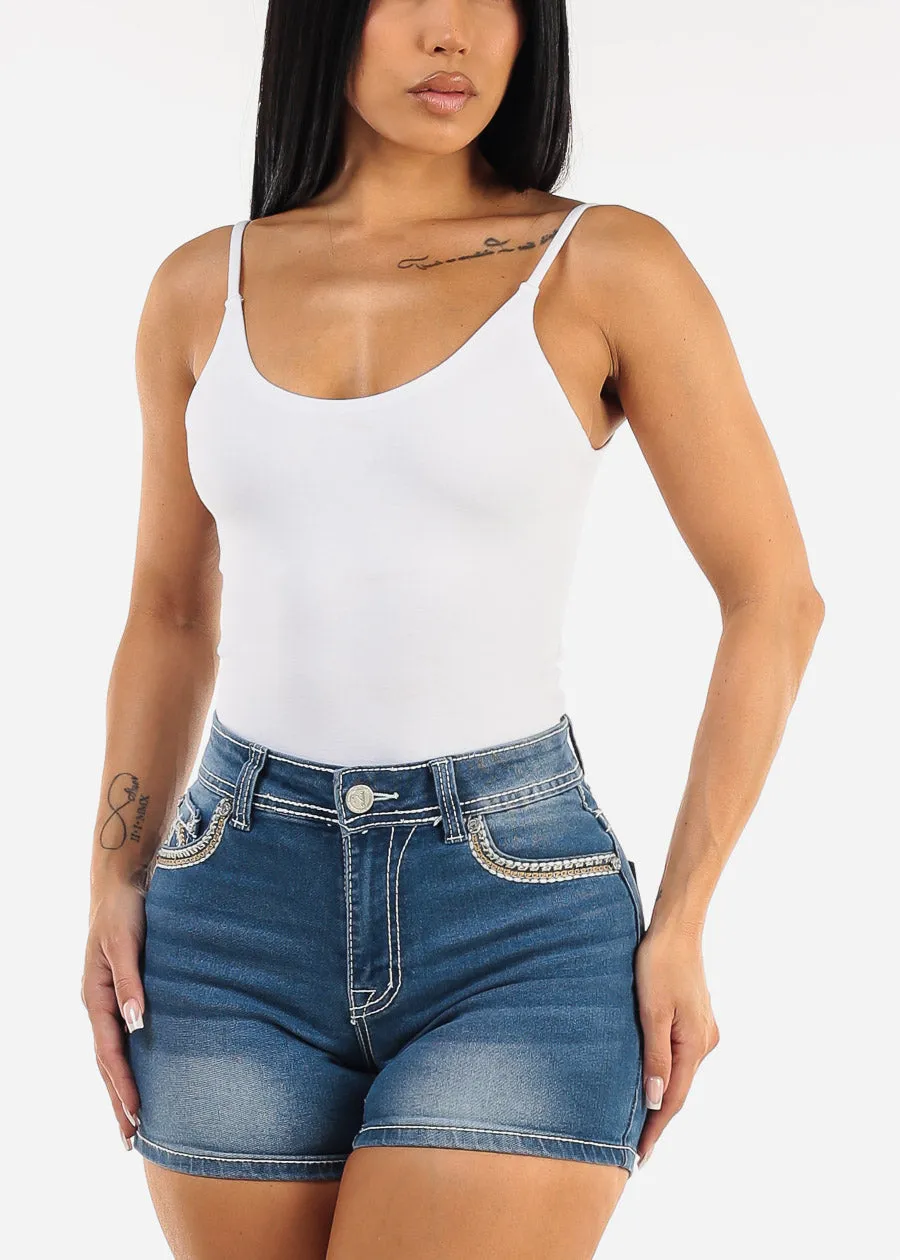 Sleeveless Scoop Neck White Thong Bodysuit sold by Moda product image thumbnail 5