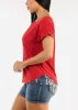 Short Sleeve Round Neckline Stretchy Blouse Red sold by Moda