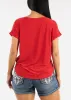Short Sleeve Round Neckline Stretchy Blouse Red sold by Moda