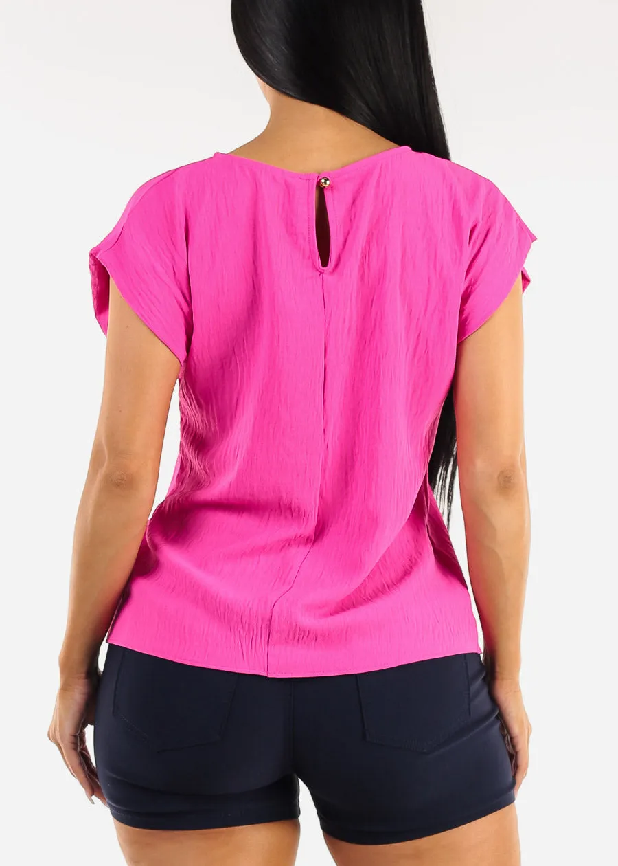 Cap Sleeve Crewneck Blouse Fuchsia sold by Moda product image thumbnail 4