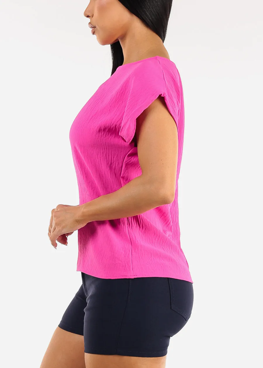Cap Sleeve Crewneck Blouse Fuchsia sold by Moda product image thumbnail 3