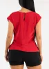 Cap Sleeve Crewneck Blouse Red sold by Moda