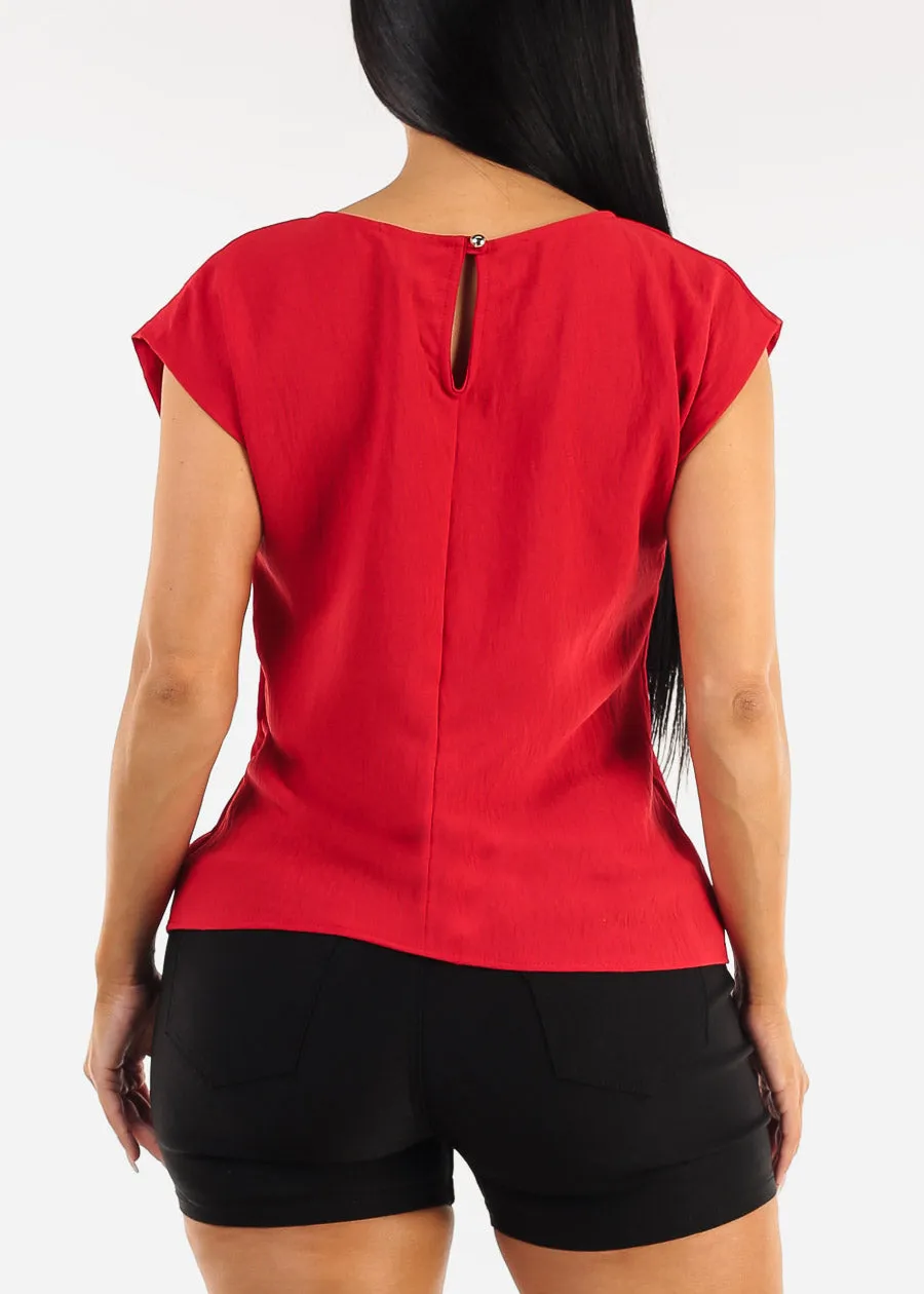 Cap Sleeve Crewneck Blouse Red sold by Moda product image thumbnail 4