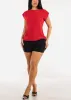 Cap Sleeve Crewneck Blouse Red sold by Moda