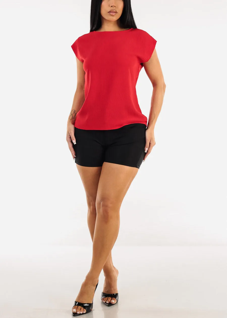 Cap Sleeve Crewneck Blouse Red sold by Moda product image thumbnail 2
