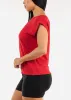 Cap Sleeve Crewneck Blouse Red sold by Moda