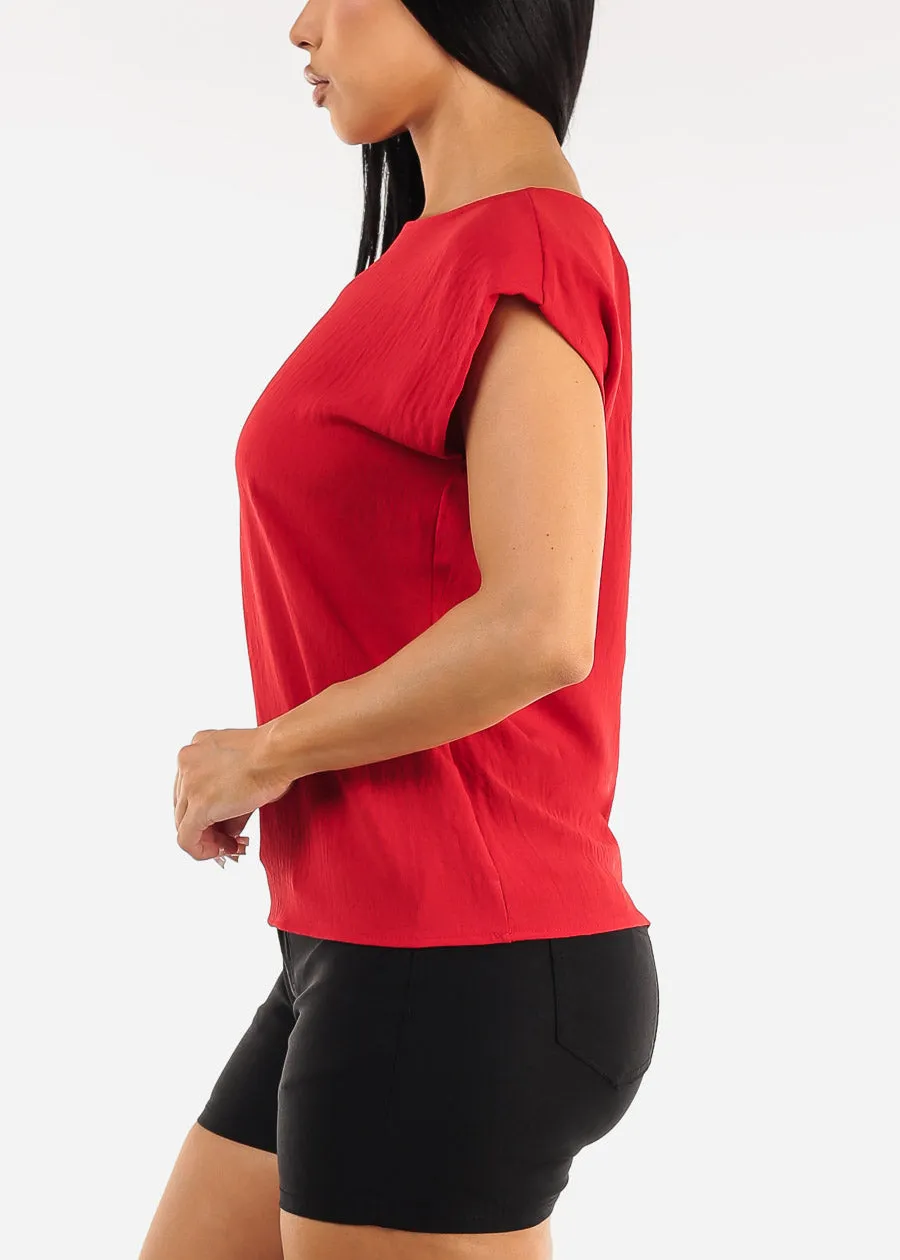 Cap Sleeve Crewneck Blouse Red sold by Moda product image thumbnail 3