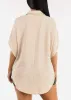 Short Sleeve Button Up Loose Fit Blouse Beige sold by Moda