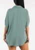 Short Sleeve Button Up Loose Fit Blouse Sage sold by Moda