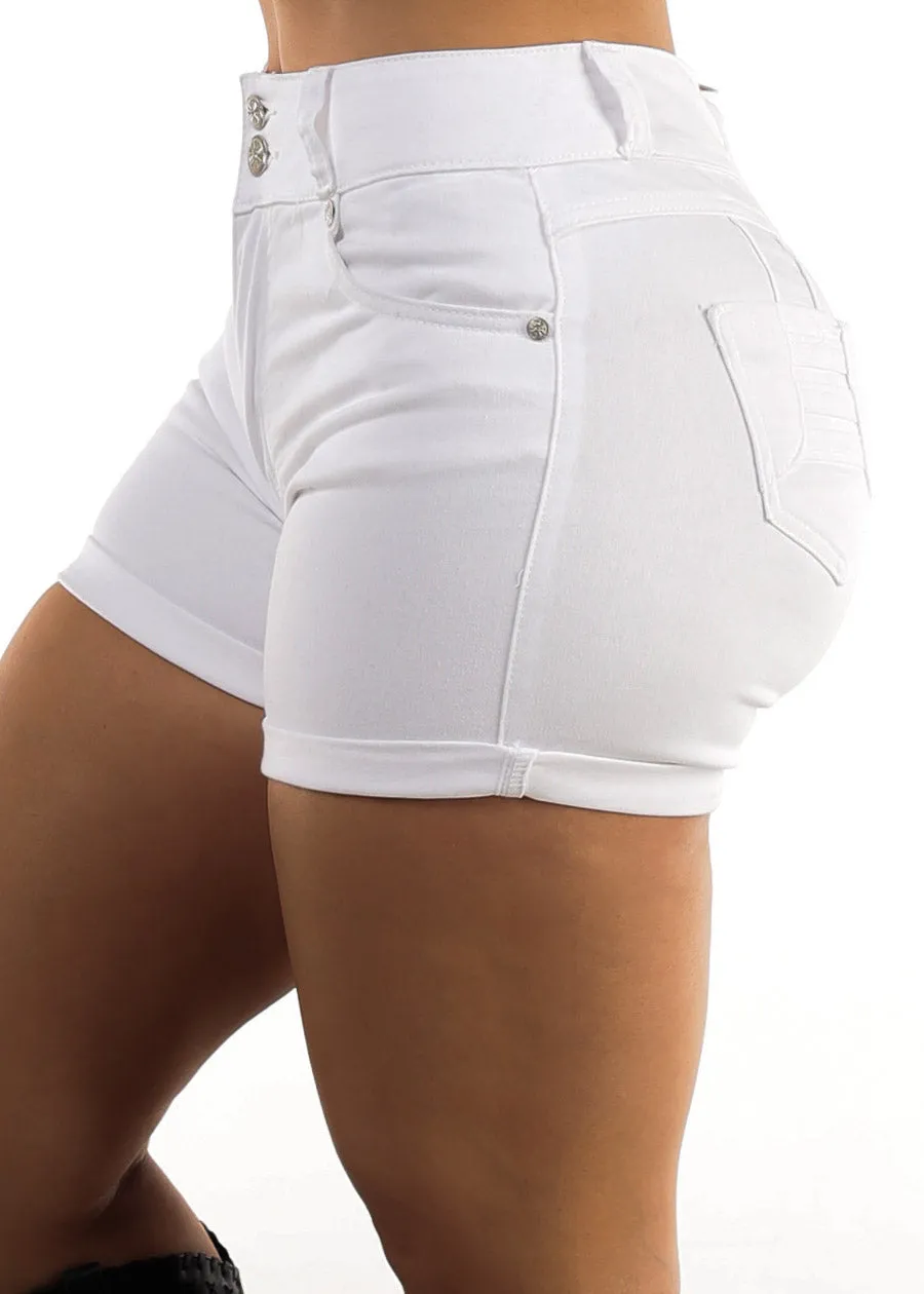 Butt Lift Mid Rise Cuffed Denim Short White sold by Moda product image thumbnail 5
