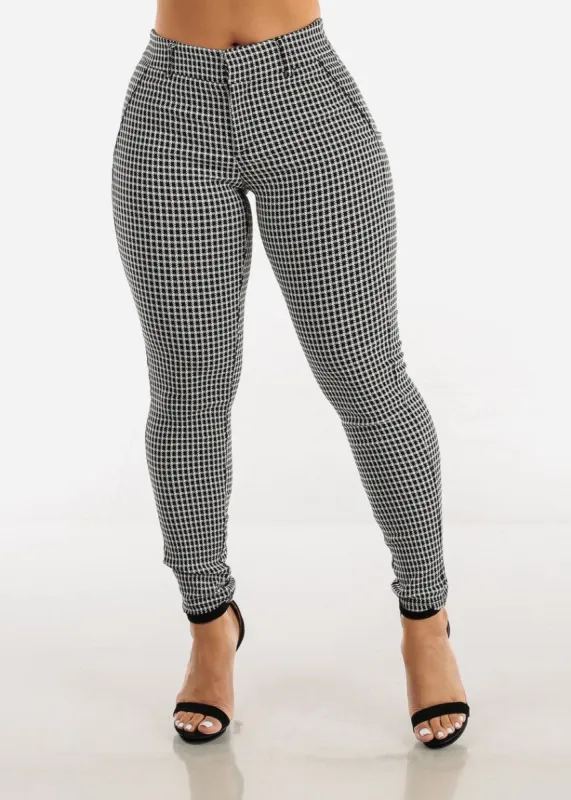 High Waisted Printed Skinny Pants B&W sold by Moda