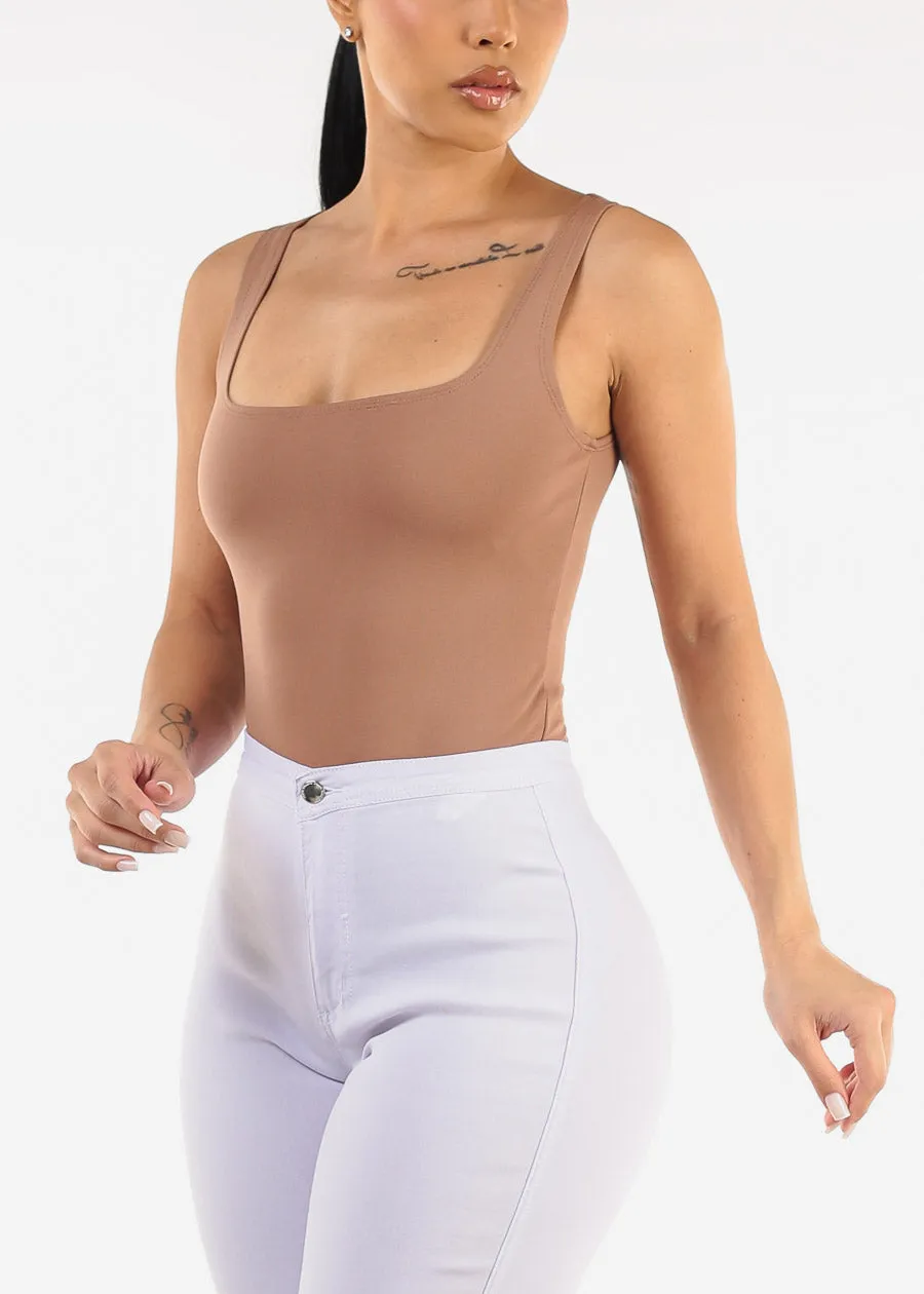 Sleeveless Square Neck Thong Bodysuit Light Brown sold by Moda product image thumbnail 5