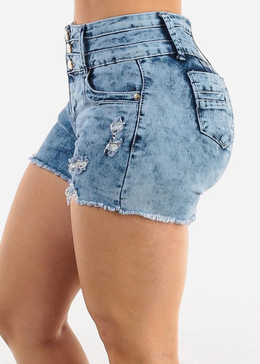 Butt Lift Acid Wash Distressed Denim Shorts sold by Moda product image thumbnail 4