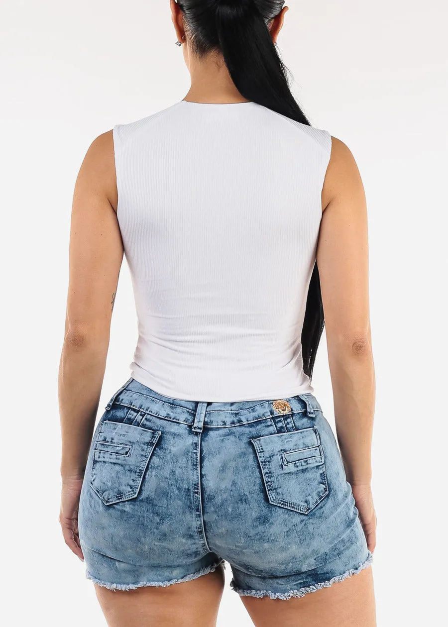 Sleeveless Square Neck Ribbed Top White sold by Moda product image thumbnail 4