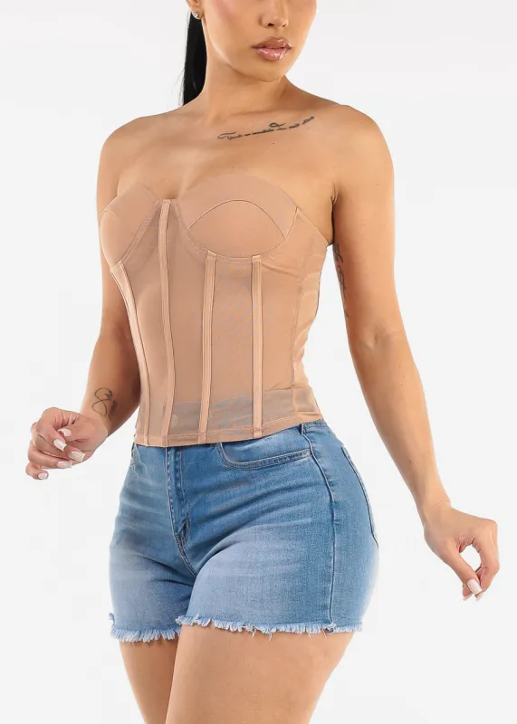 Sweetheart Neckline Corset Top Nude sold by Moda