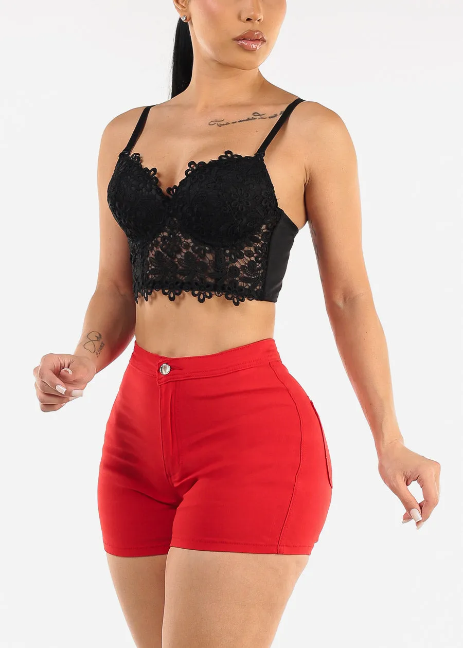 Sleeveless Black Floral Lace Bustier Crop Top sold by Moda product image thumbnail 4