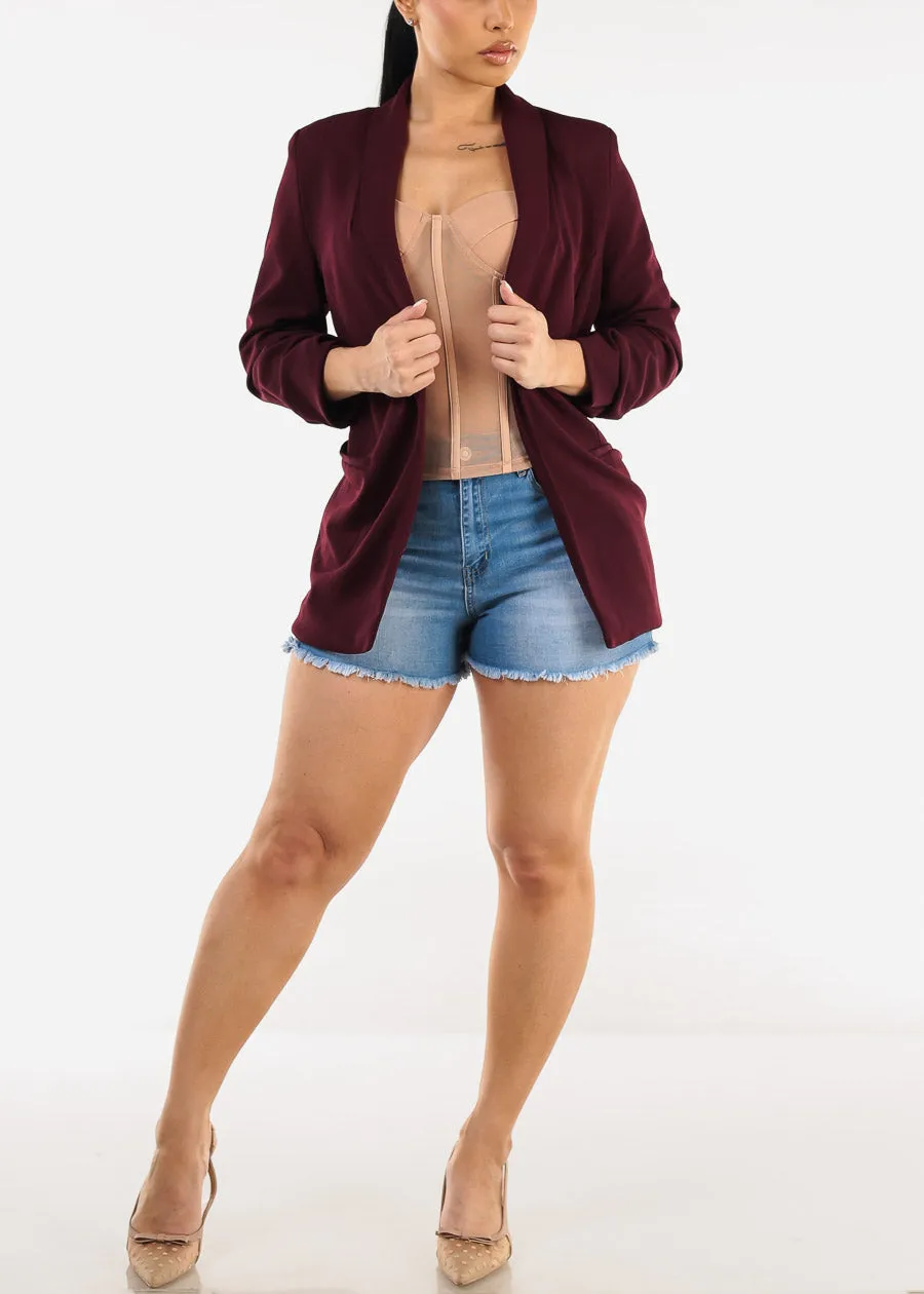 High Waist Cut Off Stretch Denim Shorts Med Blue sold by Moda product image thumbnail 5