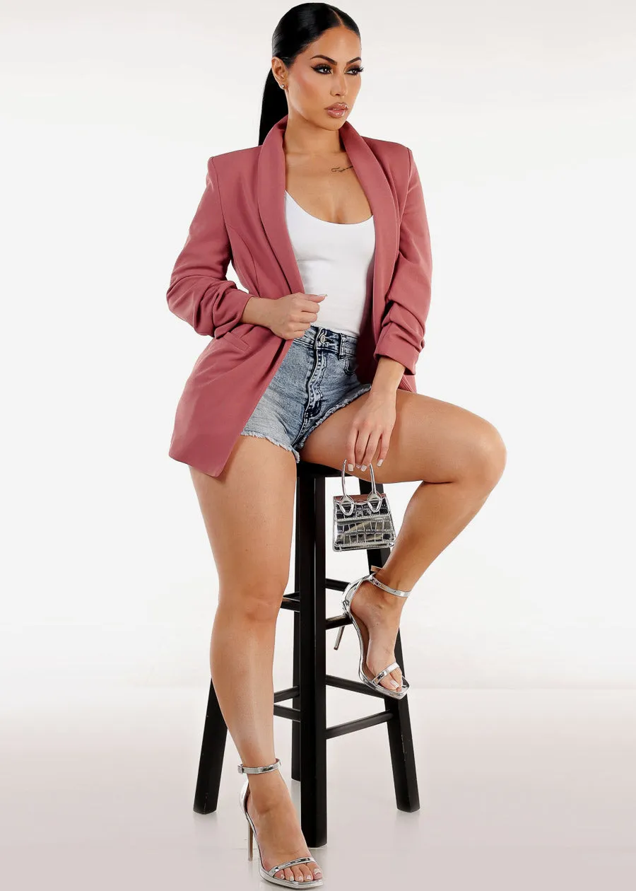 High Waist Acid Wash Cut Off Stretch Denim Shorts sold by Moda product image thumbnail 2