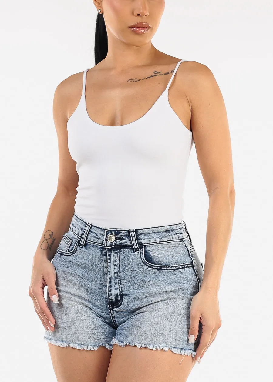 Sleeveless Scoop Neck White Cami Top sold by Moda