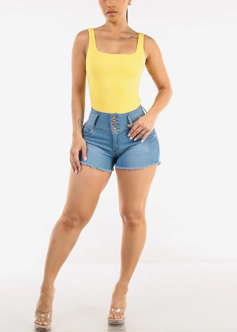 Butt Lift High Waist Cut Off Light Denim Shorts sold by Moda product image thumbnail 2