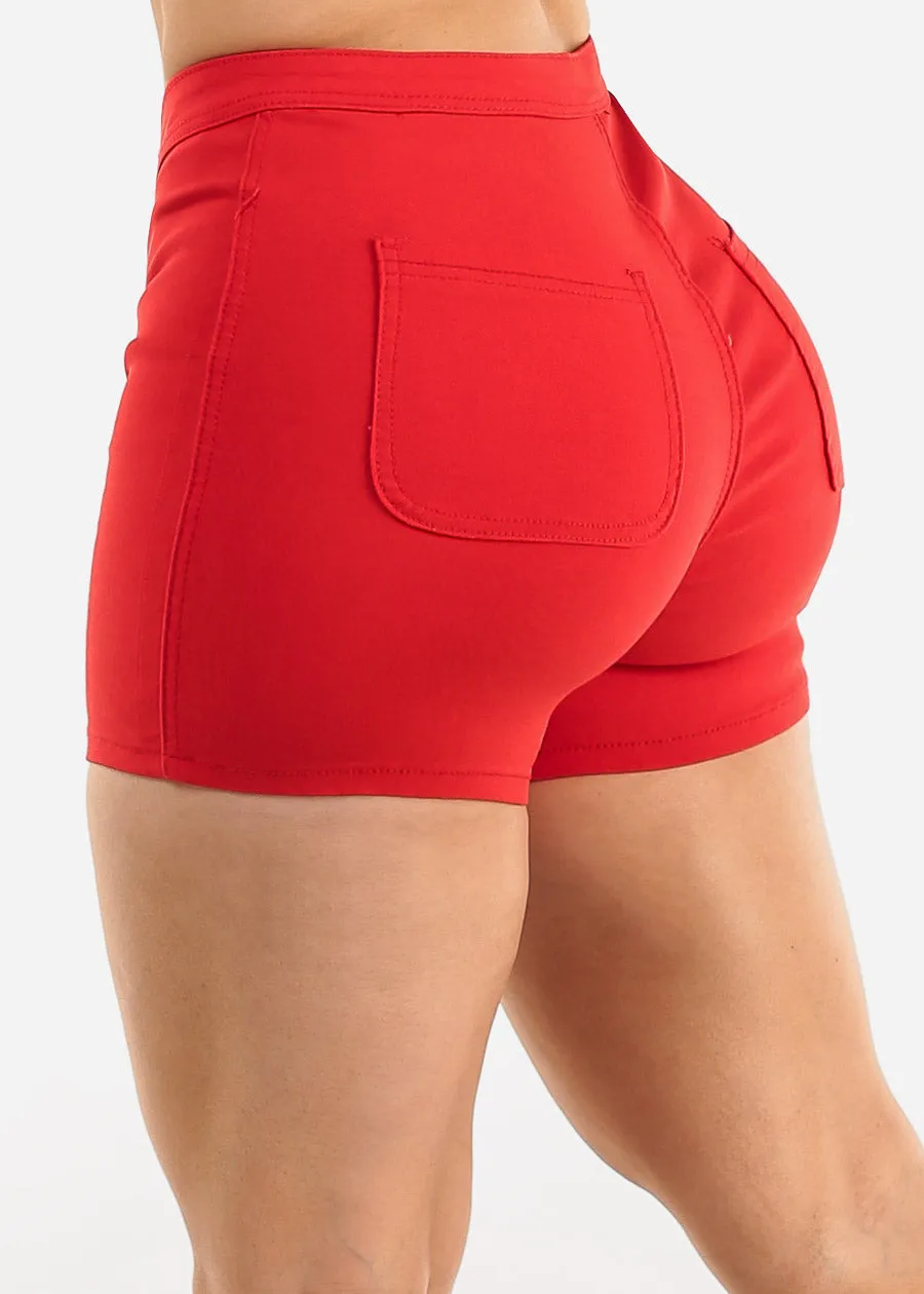 High Waist Hyper Stretch Shorts Red sold by Moda product image thumbnail 5