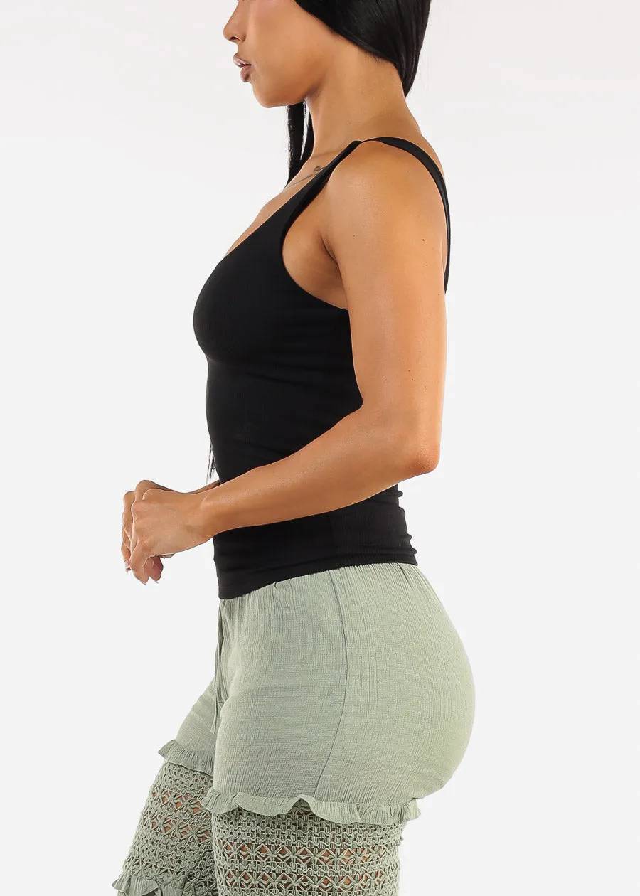 Sleeveless Scoop Neck Ribbed Tank Top Black sold by Moda product image thumbnail 3