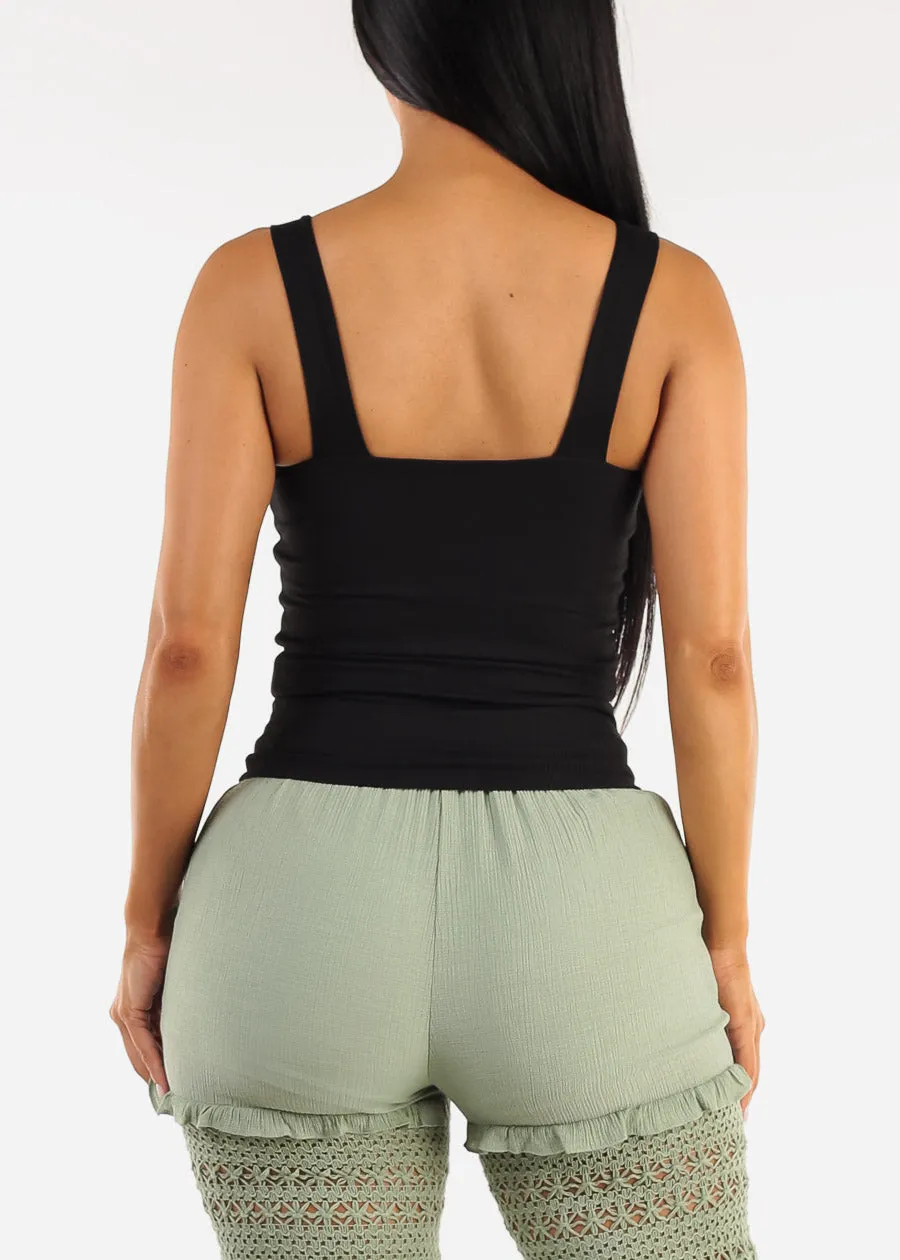 Sleeveless Scoop Neck Ribbed Tank Top Black sold by Moda product image thumbnail 4