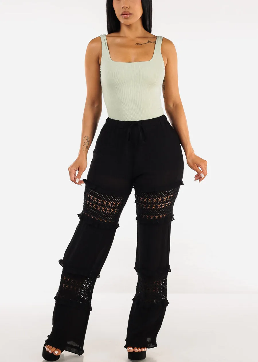 High Waist Wide Leg Lace Detailed Pants Black sold by Moda product image thumbnail 2