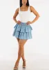 Spandex Waist Ruffle Mini Skirt Light Blue sold by Moda
