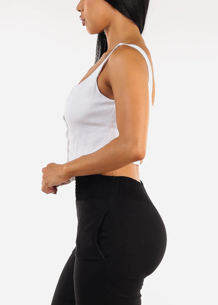 Sleeveless Button Up Linen Crop Top White sold by Moda product image thumbnail 3