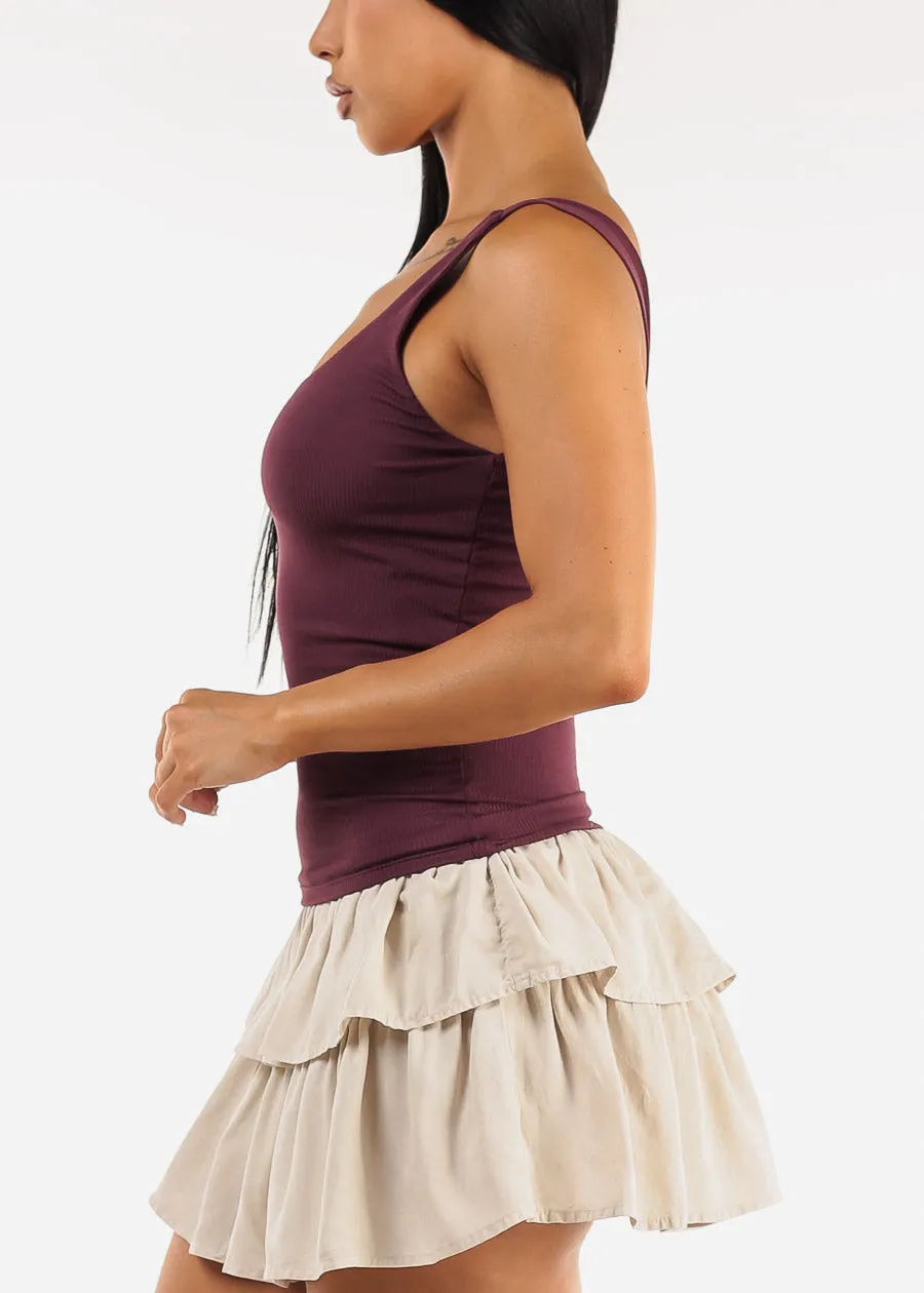 Sleeveless Scoop Neck Ribbed Tank Top Plum sold by Moda product image thumbnail 3