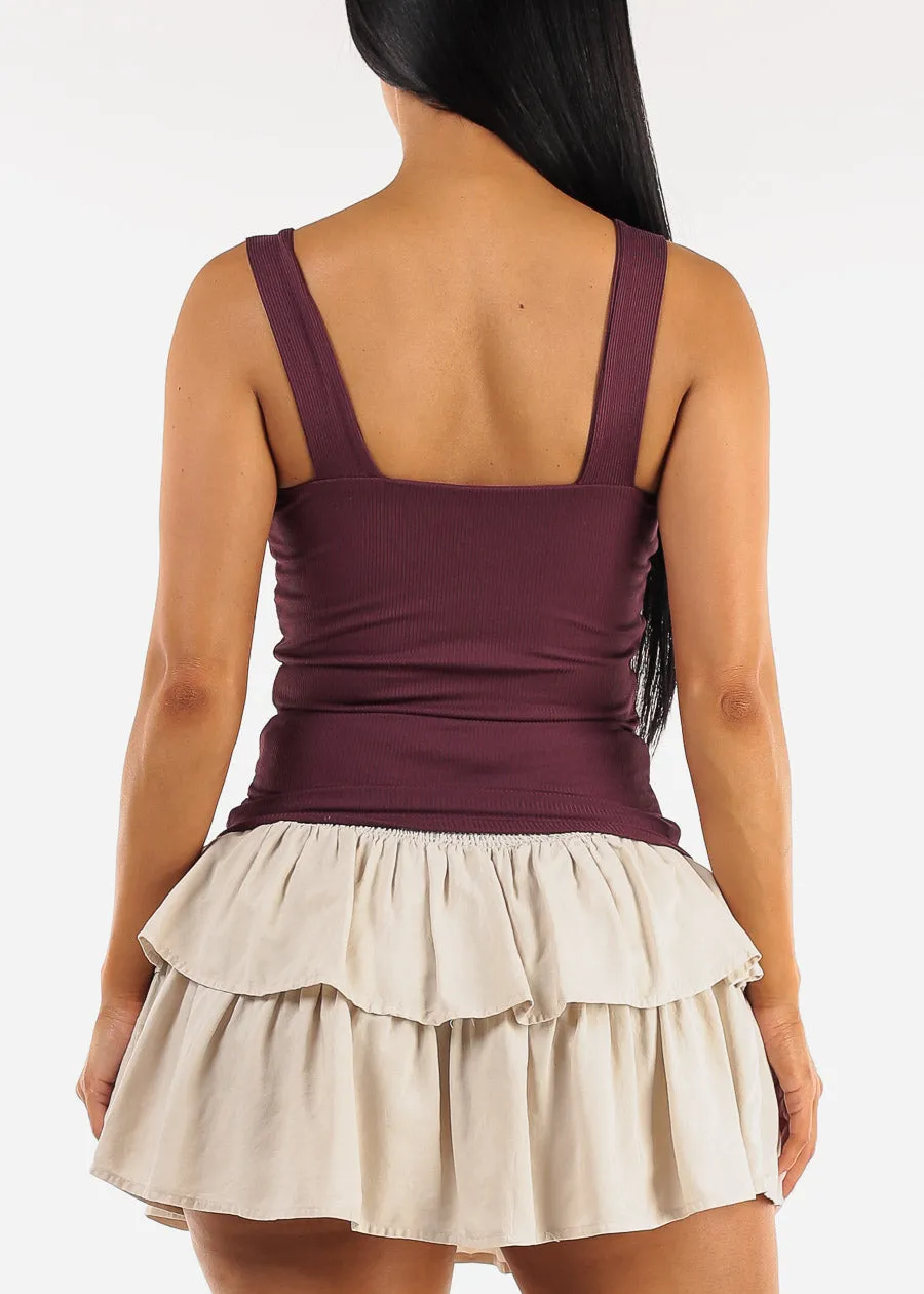 Sleeveless Scoop Neck Ribbed Tank Top Plum sold by Moda product image thumbnail 4