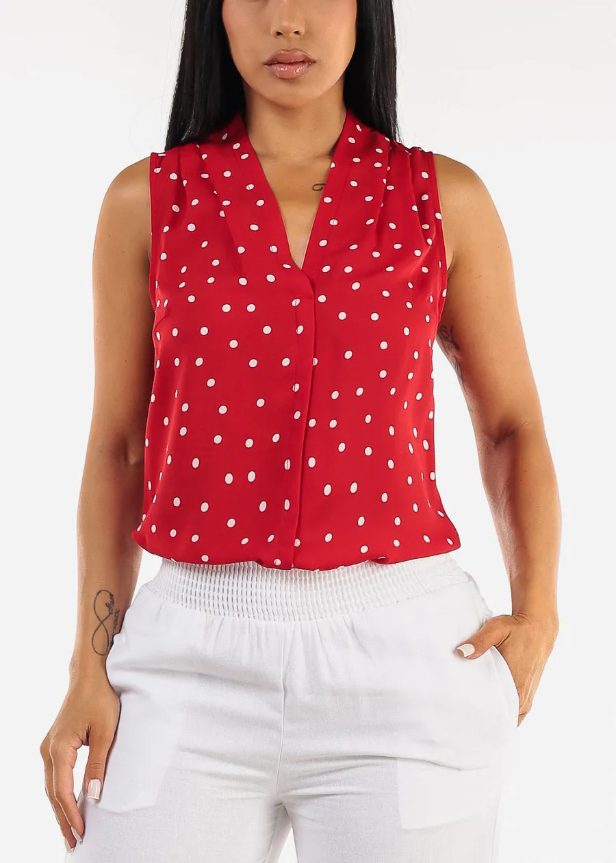 Sleeveless Vneck Polka Dot Blouse Red sold by Moda product image thumbnail 3