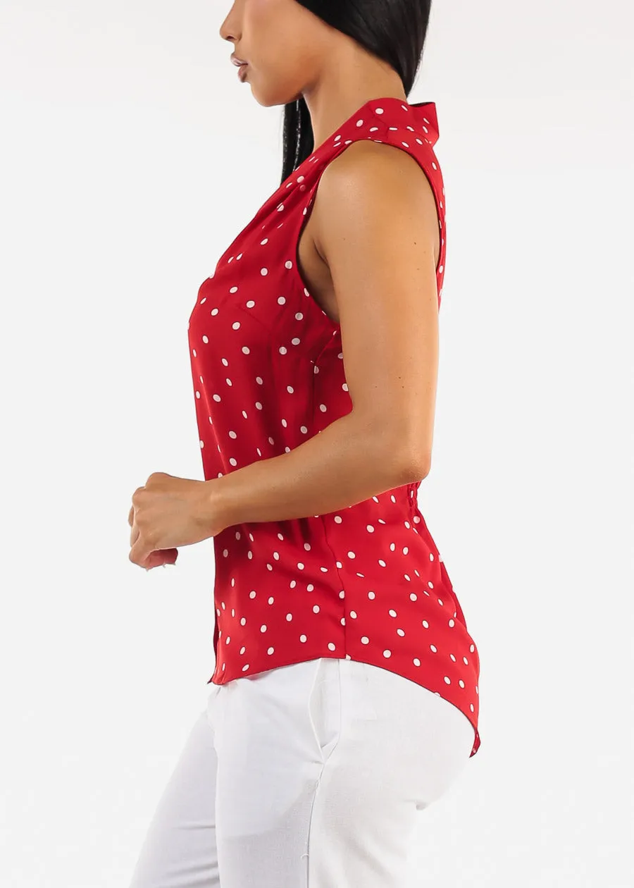 Sleeveless Vneck Polka Dot Blouse Red sold by Moda product image thumbnail 4