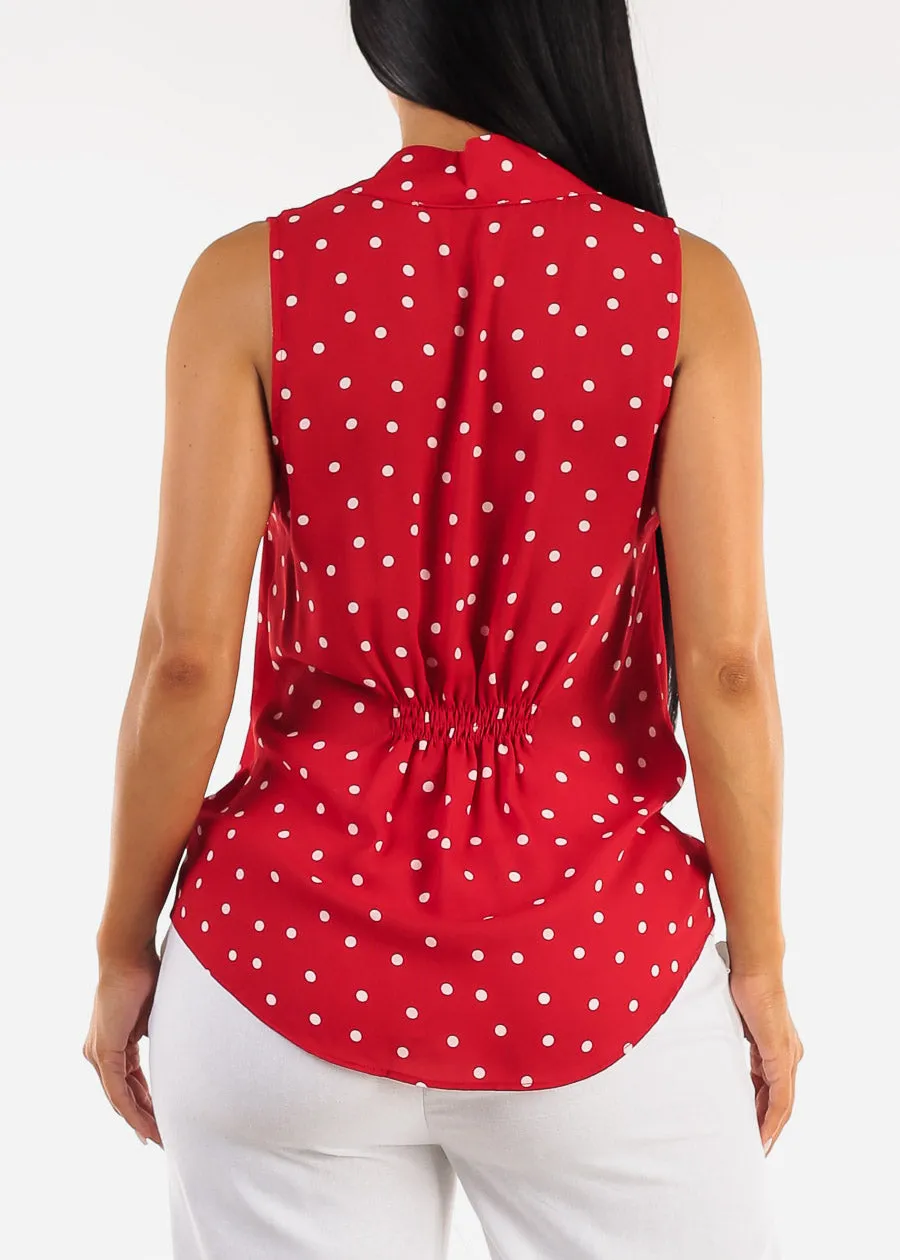 Sleeveless Vneck Polka Dot Blouse Red sold by Moda product image thumbnail 5