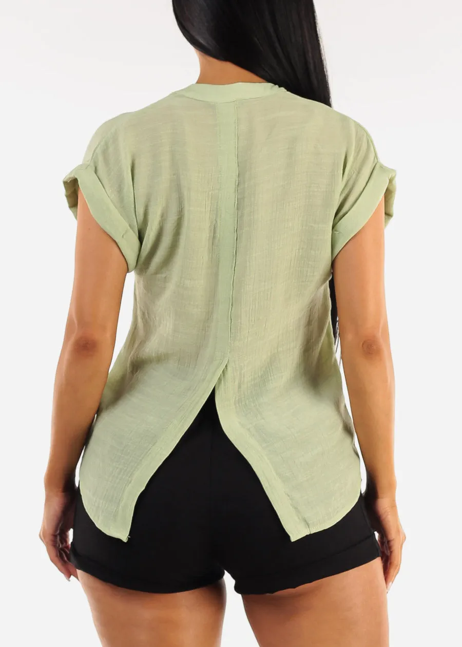 Casual Short Sleeve Button Up Shirt Sage sold by Moda product image thumbnail 5