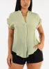 Casual Short Sleeve Button Up Shirt Sage sold by Moda