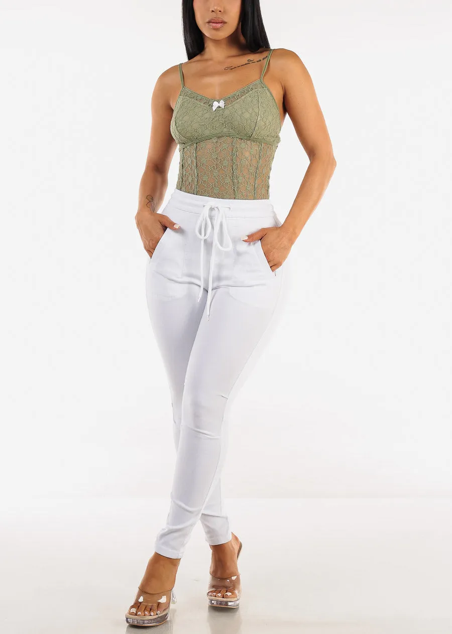 Drawstring Waist Stretch Skinny Pants White sold by Moda product image thumbnail 2