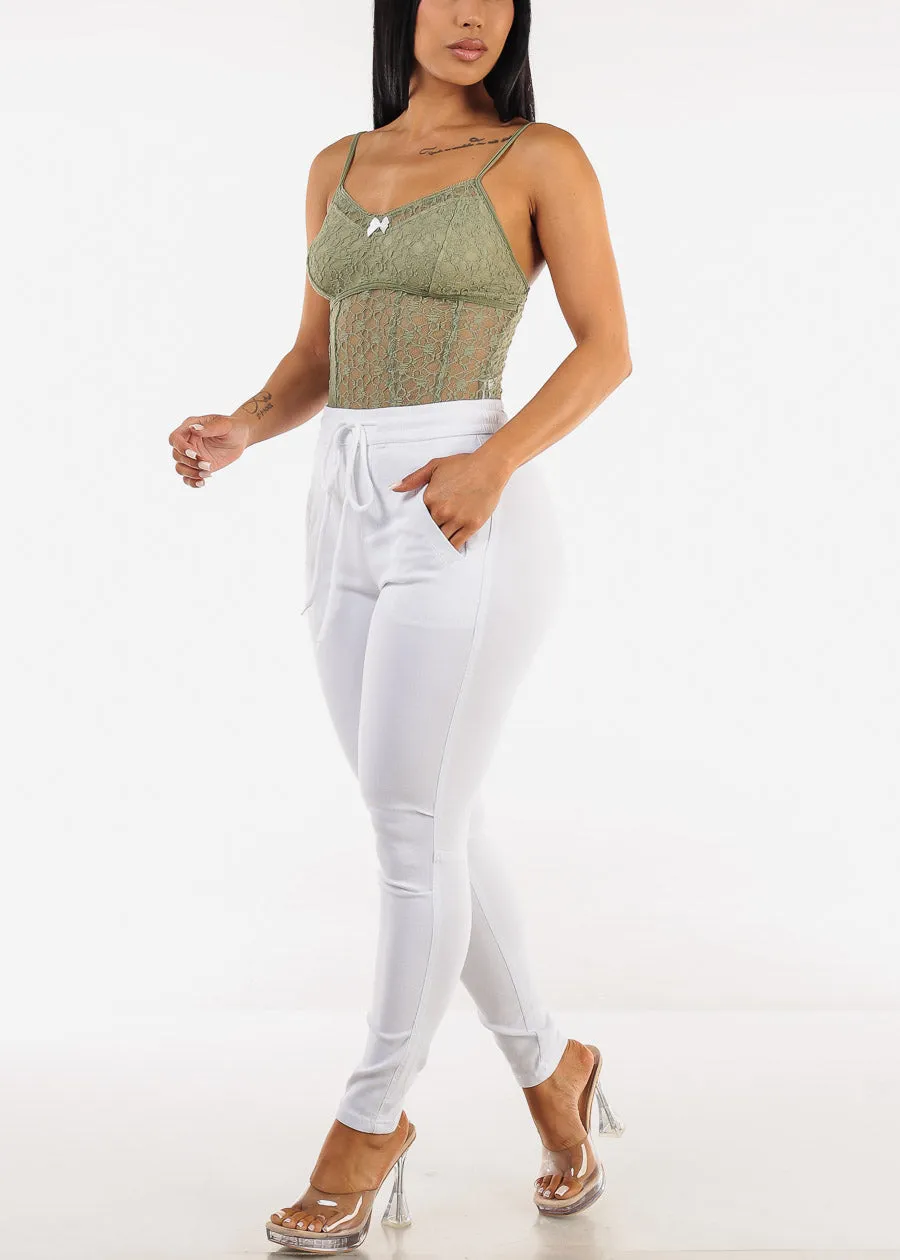 Sleeveless Floral Lace Thong Bodysuit Sage sold by Moda product image thumbnail 2