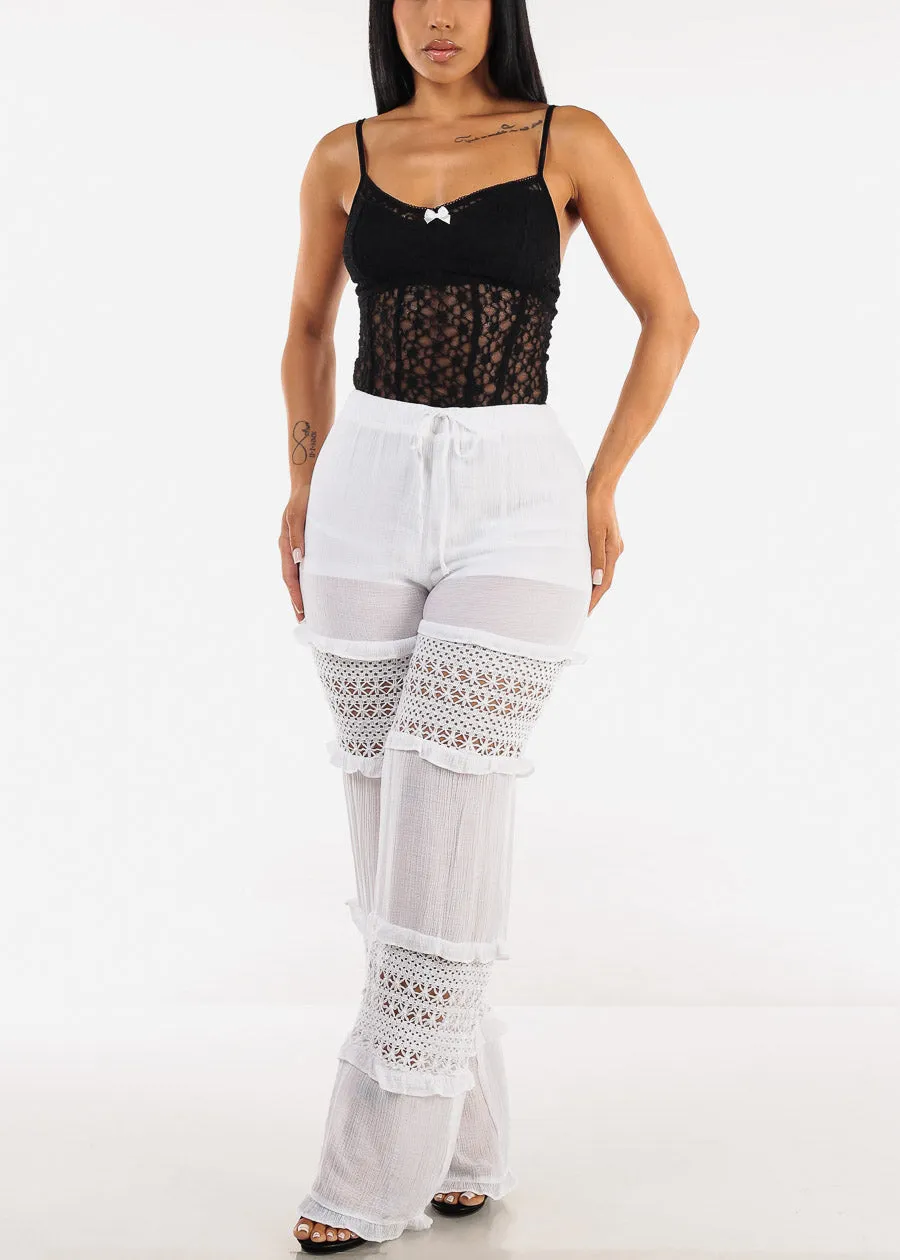 High Waist Wide Leg Lace Detailed Pants White sold by Moda product image thumbnail 2