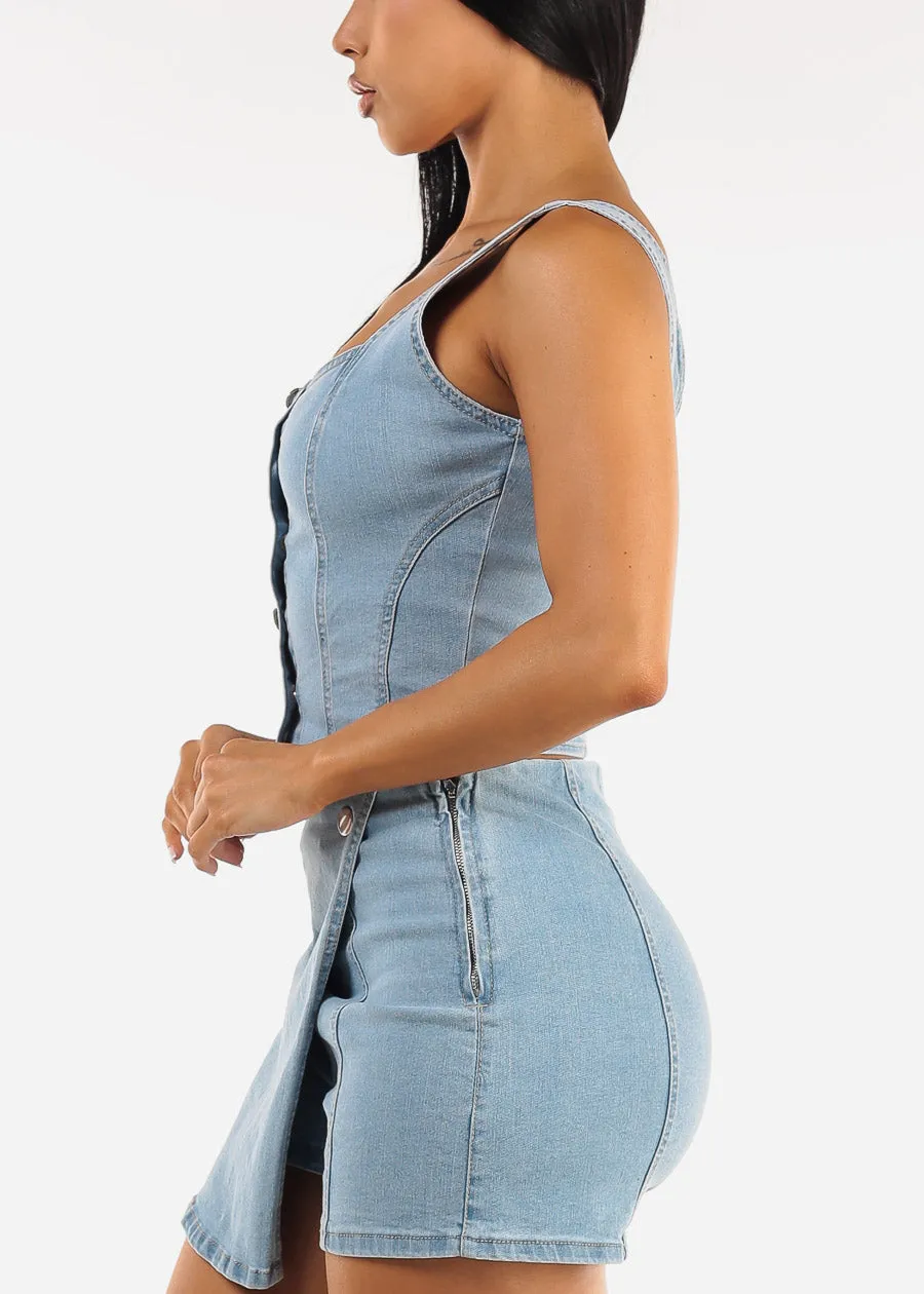 Sleeveless Button Up Stretchy Denim Top sold by Moda product image thumbnail 3